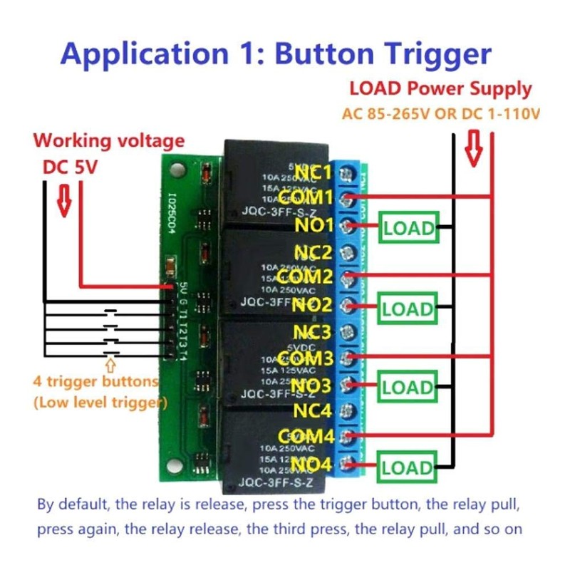 4 Channels Bistable Impulse Relay DC 5V Bistables Relay Low
