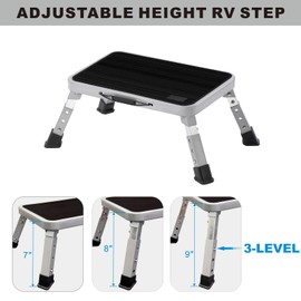 SHADEPLUS RV Steps,Foldable Step Stool, Height Adjustable Metal Step Stool,Heavy Duty RV Entry Steps with Non-Slip Rubber Feet and Platform,Camper Step Supports Up to 1,000 lb,Step Ladder for Adults