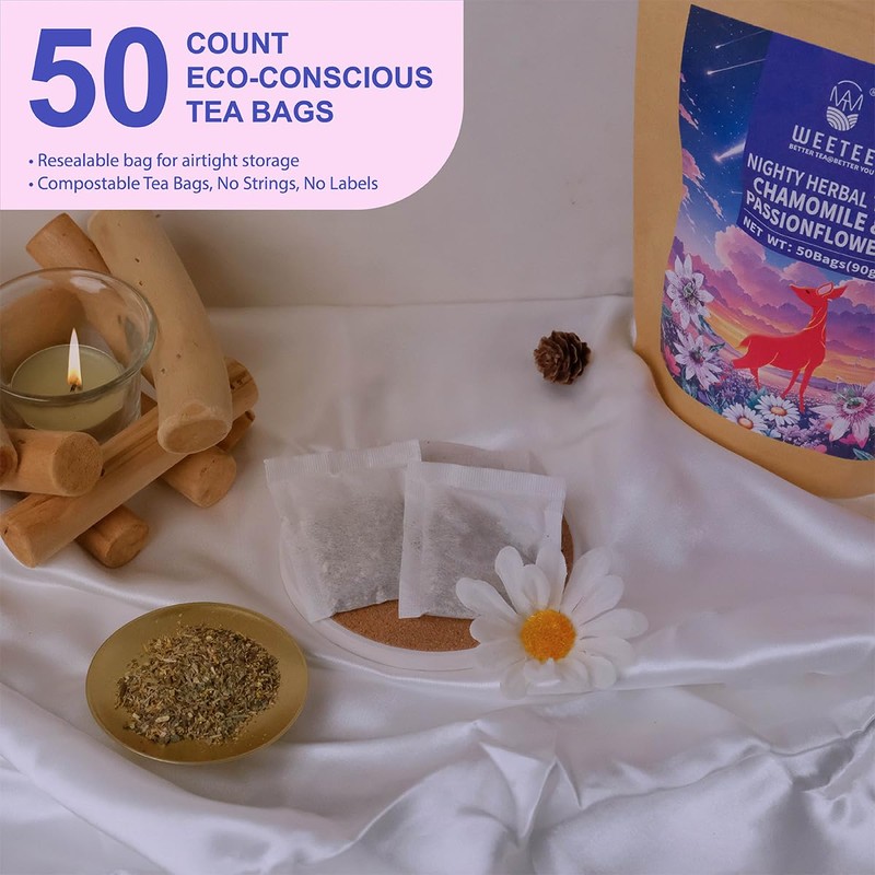WT WEETEE Chamomile & Passionflower Nighty Herbal Tea Bags 50