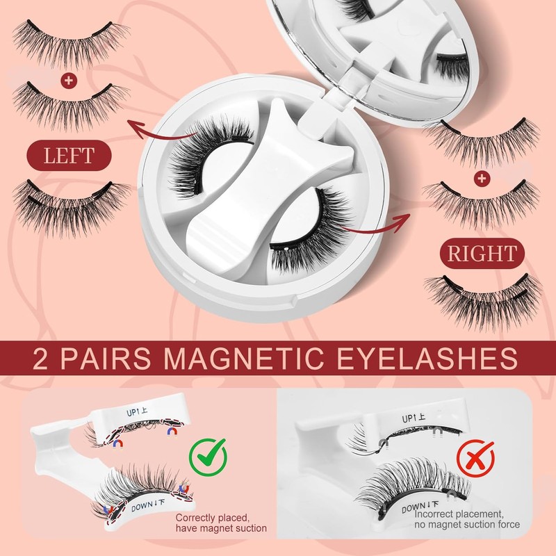 Higu Clace Magnetic Eyelashes Natural Look, Reusable 1 Pair Magnet