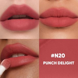 Judydoll Cushion Lip Powder Cream, Matte Lip Glaze, Smooth Lip Mud, Waterproof, Long-lasting, Not Easy to Fade, Non-stick Cup, Cosmetics, Makeup, Mothers Day Gift - Color: N20 Punch Delight