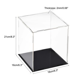 sourcing map Acrylic Clear Display Case Box Dustproof Protection Cube Collectible Display Box 15 x 15 x 20 cm