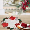 OWENIE Christmas Placemats Set of 4, Embroidered Red Poinsettia Table