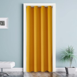 ChrisDowa Blackout Door Curtain for Doorway Privacy, Grommet Closet Curtain for bedroom closet door, Thermal Insulated Temporary Door Cover Room Divider Curtain (1 Panel, Mustard Yellow, 34 x 80 Inch)