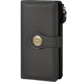 Travelambo Wallets Women RFID Large Capacity Luxury Waxed Leather Clutch Wallet Multi Card Organizer