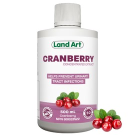 Land Art Liquid Cranberry Extract 500ml C Concentrated Formula - for Urinary Tract Infections - Antioxidant - Sugar Free C Non-GMO - Gluten Free - Vegan - Made in Canada