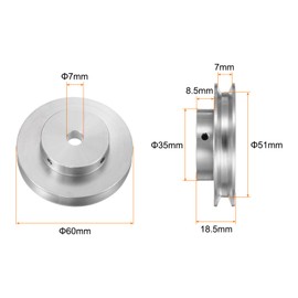 HARFINGTON Single Groove Pulley 7mm Fixed Bore 60mm Outer Diameter Aluminum Alloy with Hex Wrench for Drilling Machine 6mm PU Round Belt