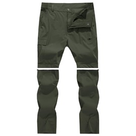Men's Convertible Hiking Pants Zip Off Quick Dry Lightweight Safari Travel Camping Fishing Cargo Outdoor Pants Army Green 36
