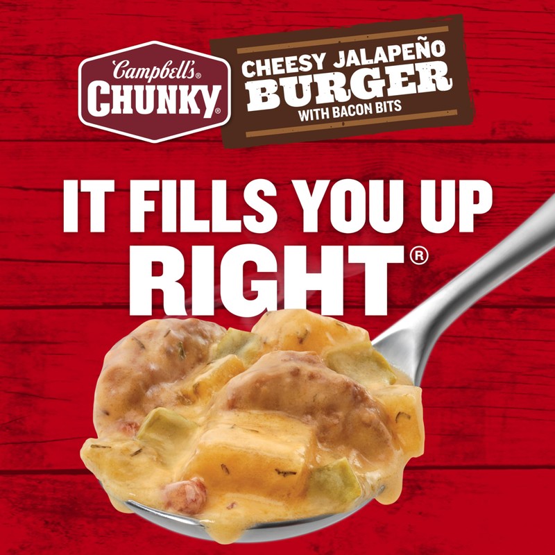 Campbell’s Chunky Soup, Cheesy Jalapeño Burger with Bacon Bits, 18.8