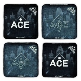 CornholeAce Iconic - Black (Set of 4 Bags) - Professional Cornhole Bags - ACE Pro Stamped