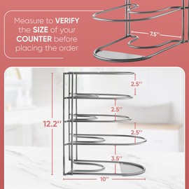 Extreme Matters Heavy-Duty Pots and Pans Organizer | 5-Tier Cookware & Lid Storage Rack | Free-Standing or Wall-Mount | Kitchen Organizer for Cast Iron Skillets, Pots, Frying Pans, Lids | Chrome