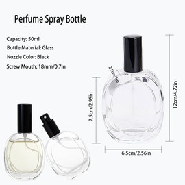 Rowcay 2 Pack 50ml Refillable Perfume Bottle Travel Glass Perfume Atomizer Fine Mist Spray Bottle Toiletries Sample Container for Dispensing Fragrance