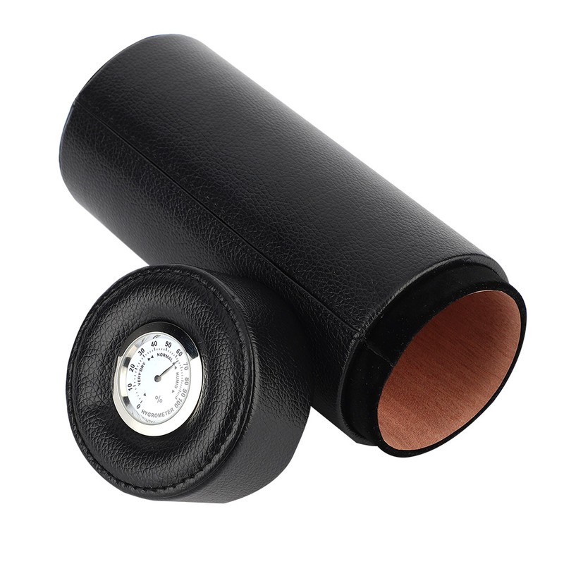 Mini Portable PU Leather Cedarwood Lined Cigar Humidor Storage Pot