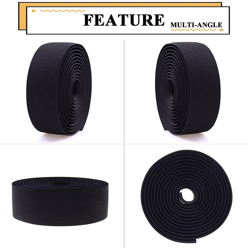 KINGOU Black EVA Road Bicycle Handlebar Tape Bike Bar Wraps