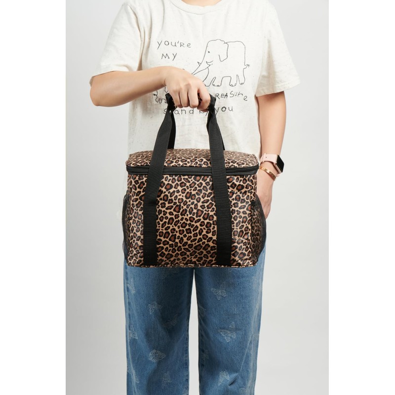 JPJYE Insulated Lunch Bag, Leopard Print Design, 30 x 21