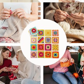 The Granny Squares Card Deck, 50 Mix and Match Designs Crochet Kit, Funny and Fabulous Knitting Kit for Beginners Adults, Knitted Pattern Cards Set for Blanket, 50 Crochet Patterns and Guide