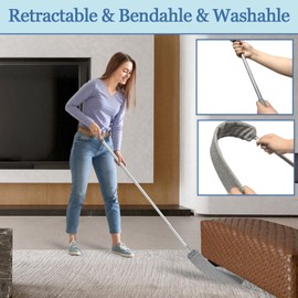 Microfiber Duster with Extension Pole 27-80 Inch, 4PCS Bendable Washable Duster Set, Stainless Steel Telescopic Handle for Ceiling Fan, High Ceiling, Under Sofa, Bed, Appliances & Blinds