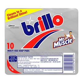 Mr Muscle Brillo Pad Multi-Purpose Steel Wool Soap Pads for Kitchen Cleaning (Pack of 10)