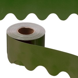 PATIKIL Bulletin Board Border, 65.5 Feet Poster Chalkboard Cork Decoration Trim Scalloped Borders Wall Decor for Classroom Office Locker, Morandi Dark Green