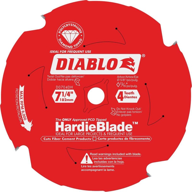 Diablo 7.25-Inch x 4 Teeth PCD Tip TCG HardieBlade Fiber