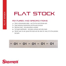 Starrett Precision Ground Flat Stock for The Most Intricate Work - Ideal for Amateurs and Professionals - O-1 Standard Material Type, 1-1/4" Width, 3/16" Thickness, 36" Length - 54341