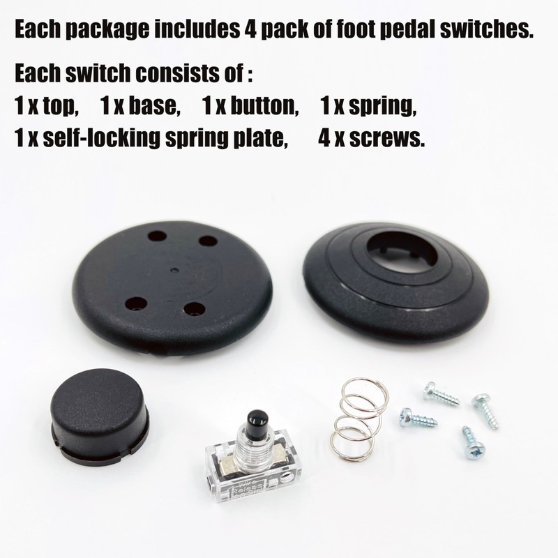 UL-Certified 4-Pack Foot Pedal Switch, Round Floor Lamp Inline Switch