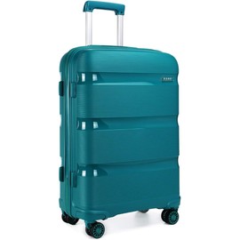Kono Carry On Luggage Hard Shell Travel Trolley 4 Spinner Wheels Lightweight Polypropylene Suitcase with TSA Lock (Checked-Medium 24-Inch, Turquoise)