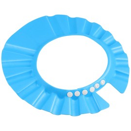 Totority Adjustable Shower Cap Bath Hat Dark Blue Soft Elastic Water Shield Protects Eyes Face for Months to Years with Quick Drainage Slots