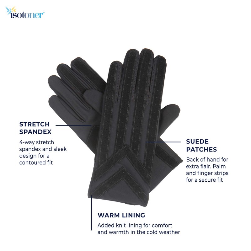 isotoner mens Stretch Classics Fleece Lined cold weather gloves, Brown,