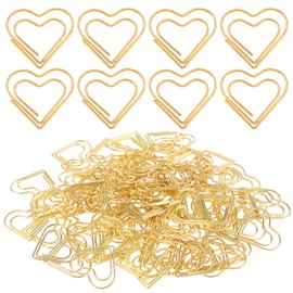 Pack of 100 Paper Clips Heart Cute Love Paper Clips Gold Paper Clip Heart Shaped Paper Clip Large Paper Clips Motif for Decorative Weddings Postcards Invitations Office School Supplies