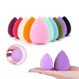Esponja Maquillaje Multicolor Paquete de 10, Esponjas de Maquillaje para Mezclar Base para Líquido, Crema y Polvo, Uso Seco y Húmedo, Sin Látex |Herramientas de Belleza Femenina (Gotitas de Agua)