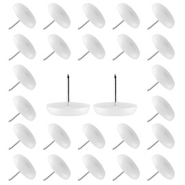 Waziaqoc 60PCS Nylon Furniture Sliders, White Nail On Furniture Glides Sliders Round 25mm x 5mm Furniture Legs Feet Floor Protectors Nail Pads for Table Chair Legs