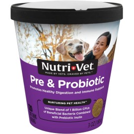 Nutri-Vet Pre and Probiotic for Dogs Digestive Health Support 120 Soft Chews NEW