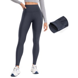 CRZ YOGA Thermal Fleece Lined Leggings Women 28'' - Winter Warm Workout Hiking Pants High Waisted Yoga Tights Full Length Navy X-Large