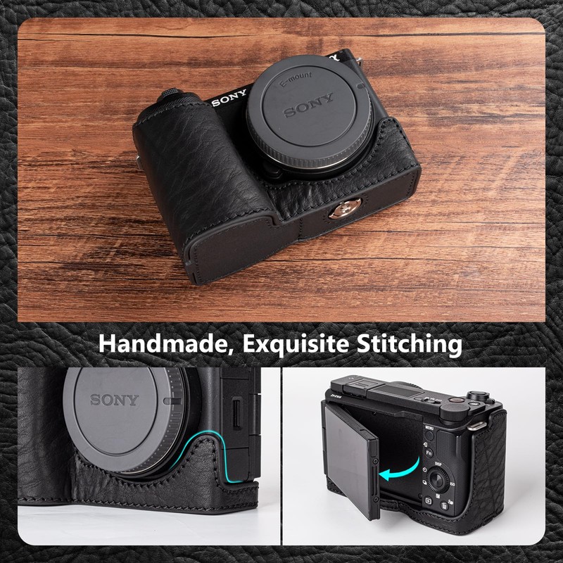 MUZIRI KINOKOO Sony ZV-E10 II Case, Vintage Textured Genuine Leather