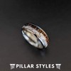 8mm Deer Antler Rings for Men Wedding Band with Wooden