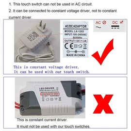 Daiilg 2Pcs Touch Dimmer Switch DC3.7V 5V 12V Stepless Dimmer Switch Sensor for LED Light, RV, Cabinet, Wardrobe and Strip