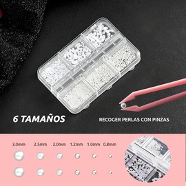 CHERIMOYA Pedrería Cristal Para Uñas con Perlas y Bolitas Metálicas y Pinzas, Decoración Nail Art 3D Brillos Strass Para Manicure Gel Acrílico UV LED