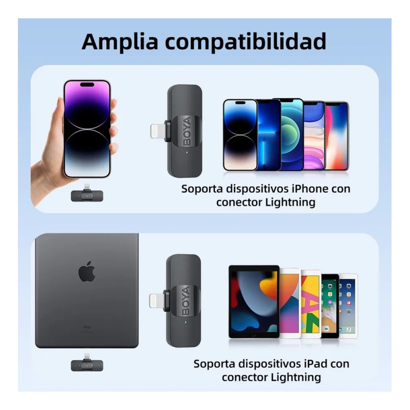 Sistema de micrófono inalámbrico Boya BY-v2 para iOS 2.4G con