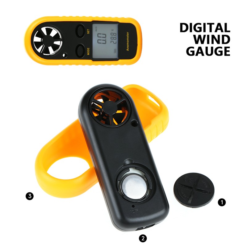 Portable Digital Anemometer Wind Speed Gauge Air Flow Speed Temperature