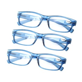 MODFANS a Set of Reading Glasses(3 Blue) with Spring Hinges Arms Vintage Retro Comfort for Men and Women
