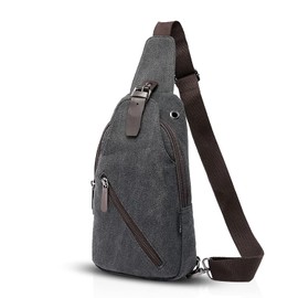 FANDARE Vintage Shoulder Bag Sling Bag School Travel Men Women Messenger Backpack Chest Bag Sports Bag Travels Outdoor Canvas, Black, L, Leisure Backpack