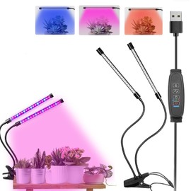 SupreTop Clip On Grow Light for Indoor Plants,2 Pack Full Spectrum Led Plant Grow Lights with Auto-Timer, Plant Growing Lamp for Seed Starting,Houseplants, Bonsai, Pot Plant,2 Lamp(2pack)