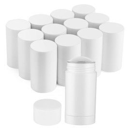 Sherules 15 Pack White Empty Deodorant Containers - 1.7oz/50ml Twist-Up Refillable Tubes, Bottom-Fill Round Plastic Sticks for DIY Homemade Deodorant, Lip Balm & Solid Cosmetics