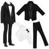 BARWA 3pc Doll Clothes Black Tuxedo Suit with Tie White