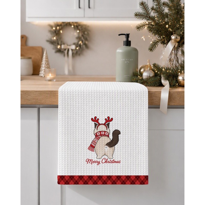 Ragdoll Cat Christmas Kitchen Towels Gifts for Cat Mom Lovers