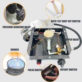 Patio Heaters Glass Tube Burner Module Replacement 47 000 BTU SGT Pattern Burner Replacement Parts with Regulator Valve Assembly Kit for Pyramid Square Glass Tube Patio Heater (3 Bolt Hole)