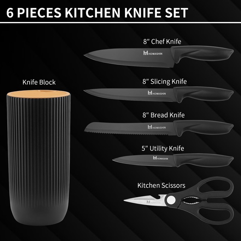 Knife Set - 6 Piece Knife Block Set, Knives Set
