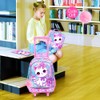 4PCS Rolling Backpack for Girls, Cat Roller School Bookbag with