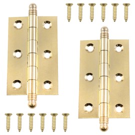 Lovelysp Folding Butt Hinge Brass Door Hinges Polished Butt Hinge with Mounting Screws Furniture Folding Hinges Hardware 2.5 inches 2PCS (Gold)